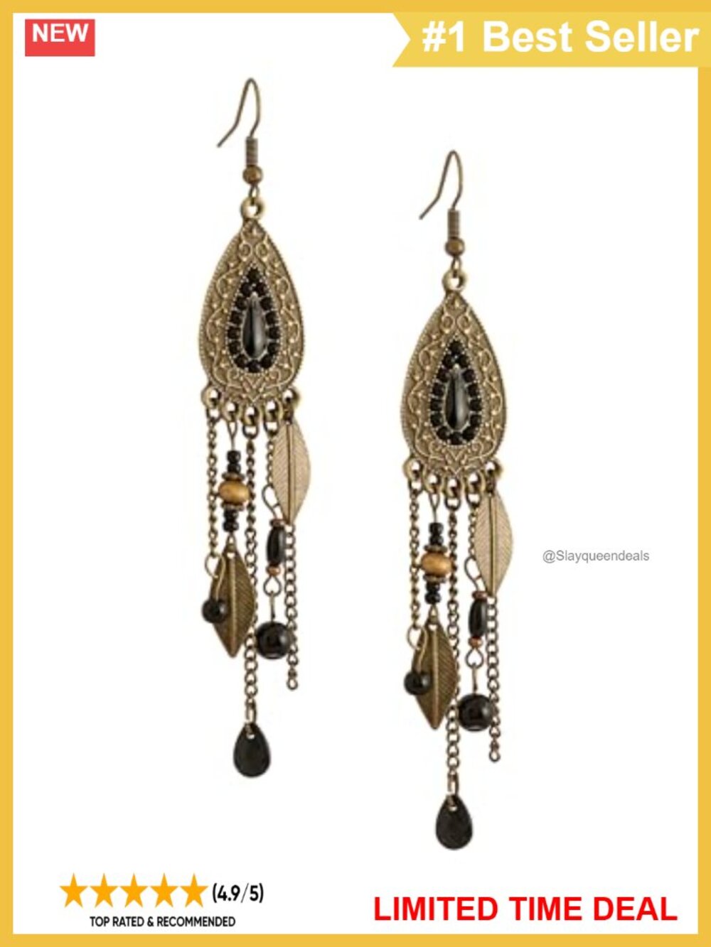 Bohemian Dream Catcher Dangle Earrings with Leaf Charms & Feather Fringe